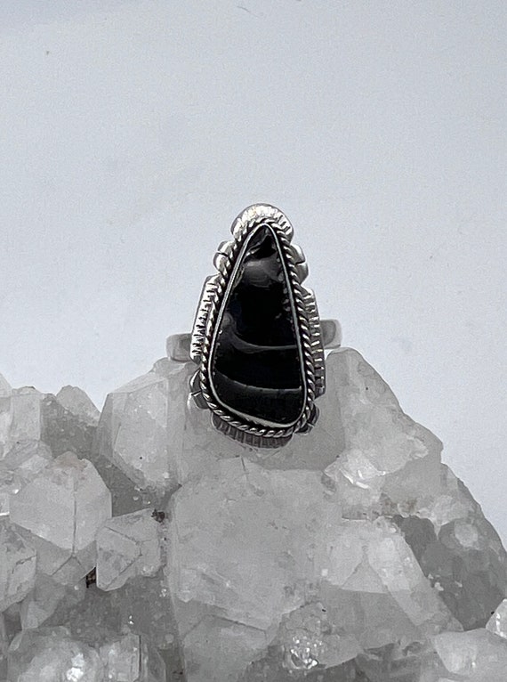Black Shungite Ring, Size 9