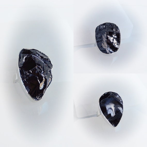 Shungite Ring • Elite Shungite Ring • Black Shungite Ring • Sterling Silver Shungite Rings • Adjustable Shungite Ring • Gemstone Appeal, Gsa