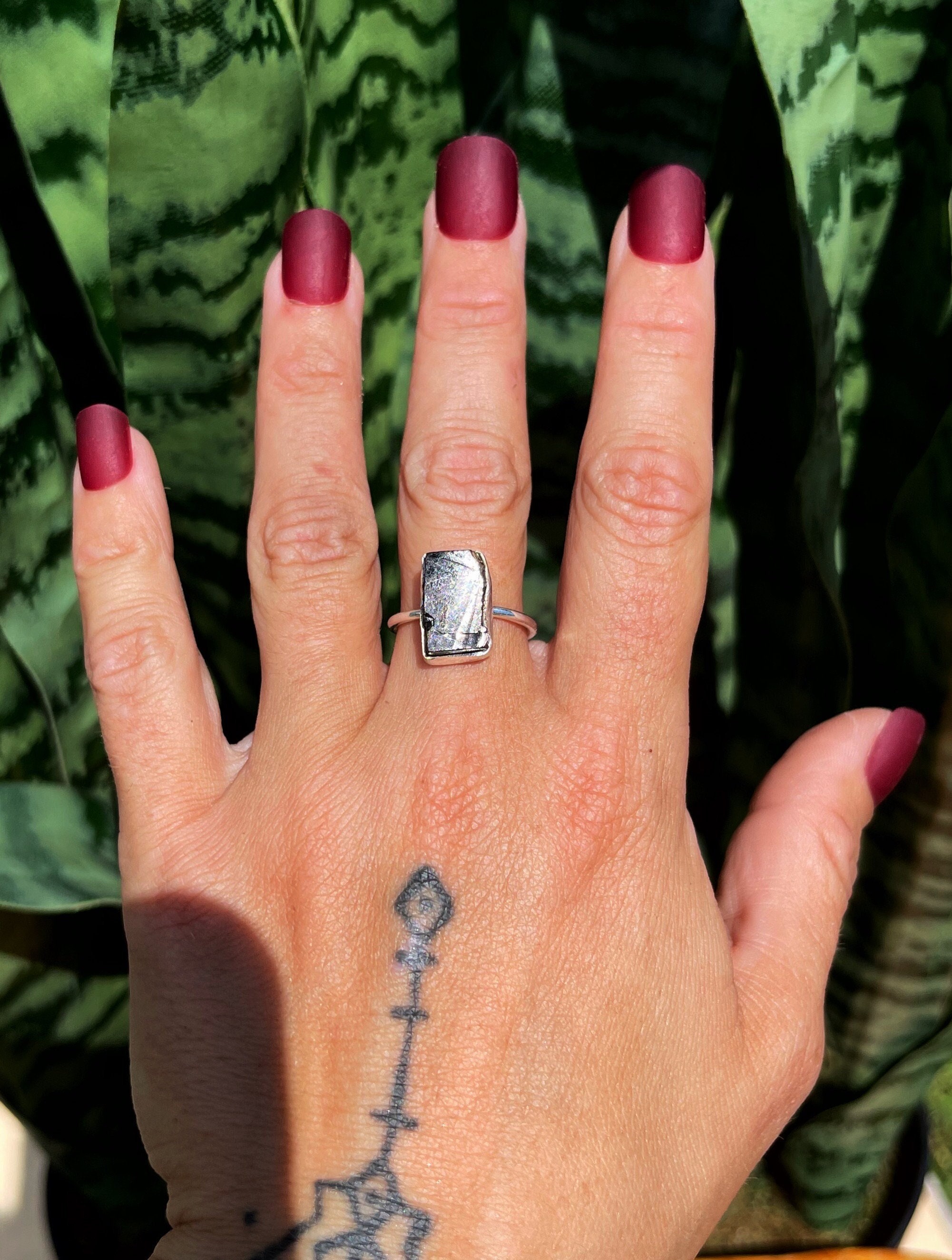Natural Shungite Ring In Sterling Silver - For Repelling Emf & Negativity + Detoxifying The Body - Size 6.65