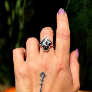 Natural Shungite ring (size 5.5-5.75) in sterling silver - for repelling EMF & negativity + detoxifying the body Natural Shungite ring (size 5.5-5.75) in sterling silver - for repelling EMF & negativity + detoxifying the body
