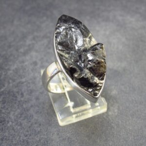 Unpolished Elite Shungite Silver Ring From Russia - Size 7.5 - 5.07 Grams Unpolished Elite Shungite Silver Ring From Russia - Size 7.5 - 5.07 Grams