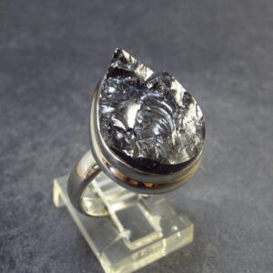 Unpolished Elite Shungite Silver Ring From Russia - Size 7 - 6.02 Grams Unpolished Elite Shungite Silver Ring From Russia - Size 7 - 6.02 Grams