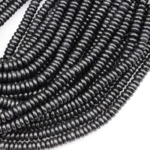 Genuine Natural Shungite 6mm 8mm Rondelle Beads High Quality Black Lustrous Gemstone From Russia 15.5" Strand