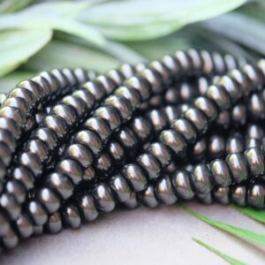 Natural Shungite Rondelle Beads, 5x8mm, 15.5 Inches, Full Strand