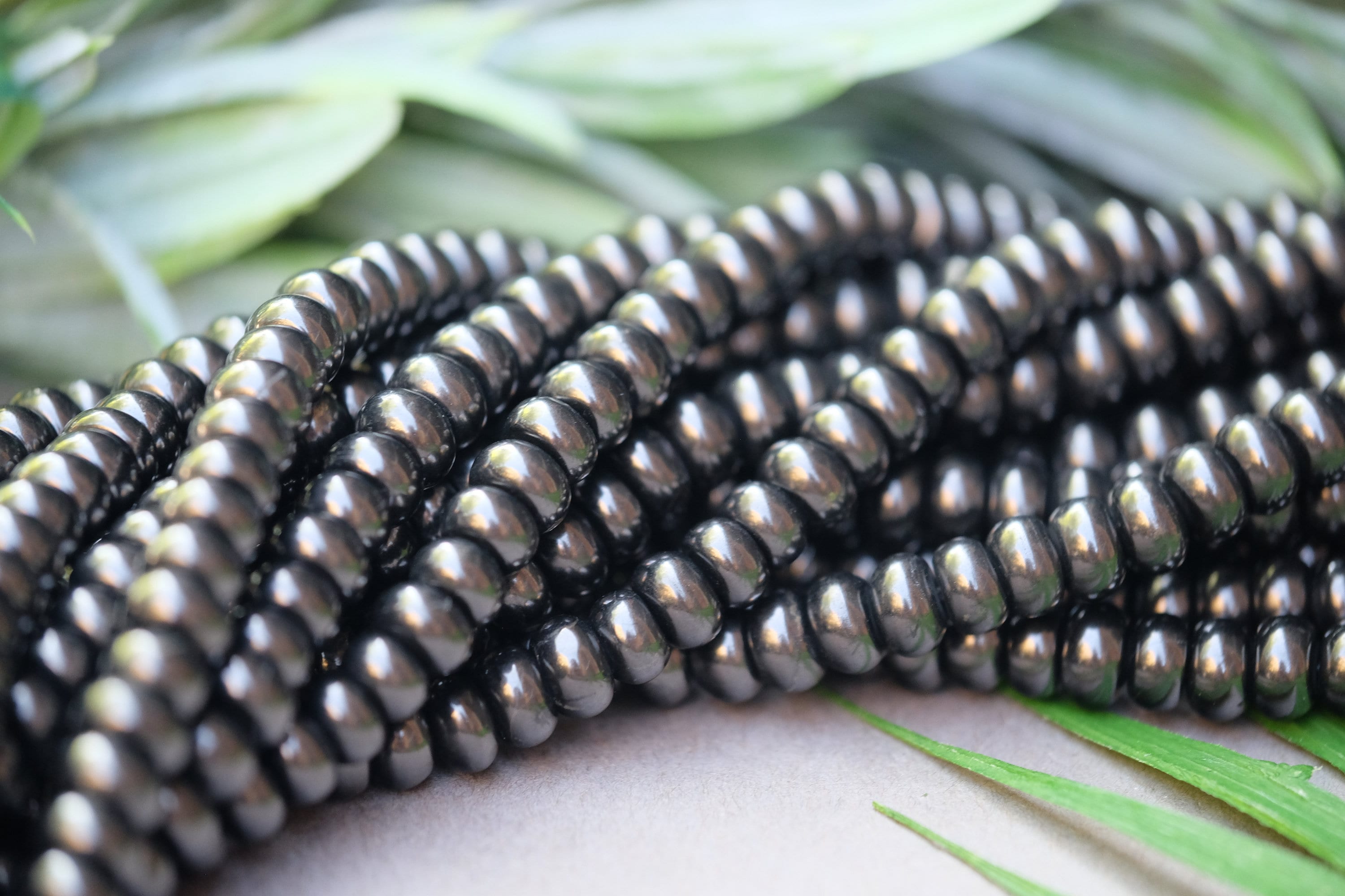 Natural Shungite Rondelle Beads, 5x8mm, 15.5 Inches, Full Strand