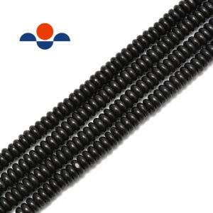 Natural Shungite Smooth Rondelle Beads 3x8mm 4x10mm 15.5" Strand