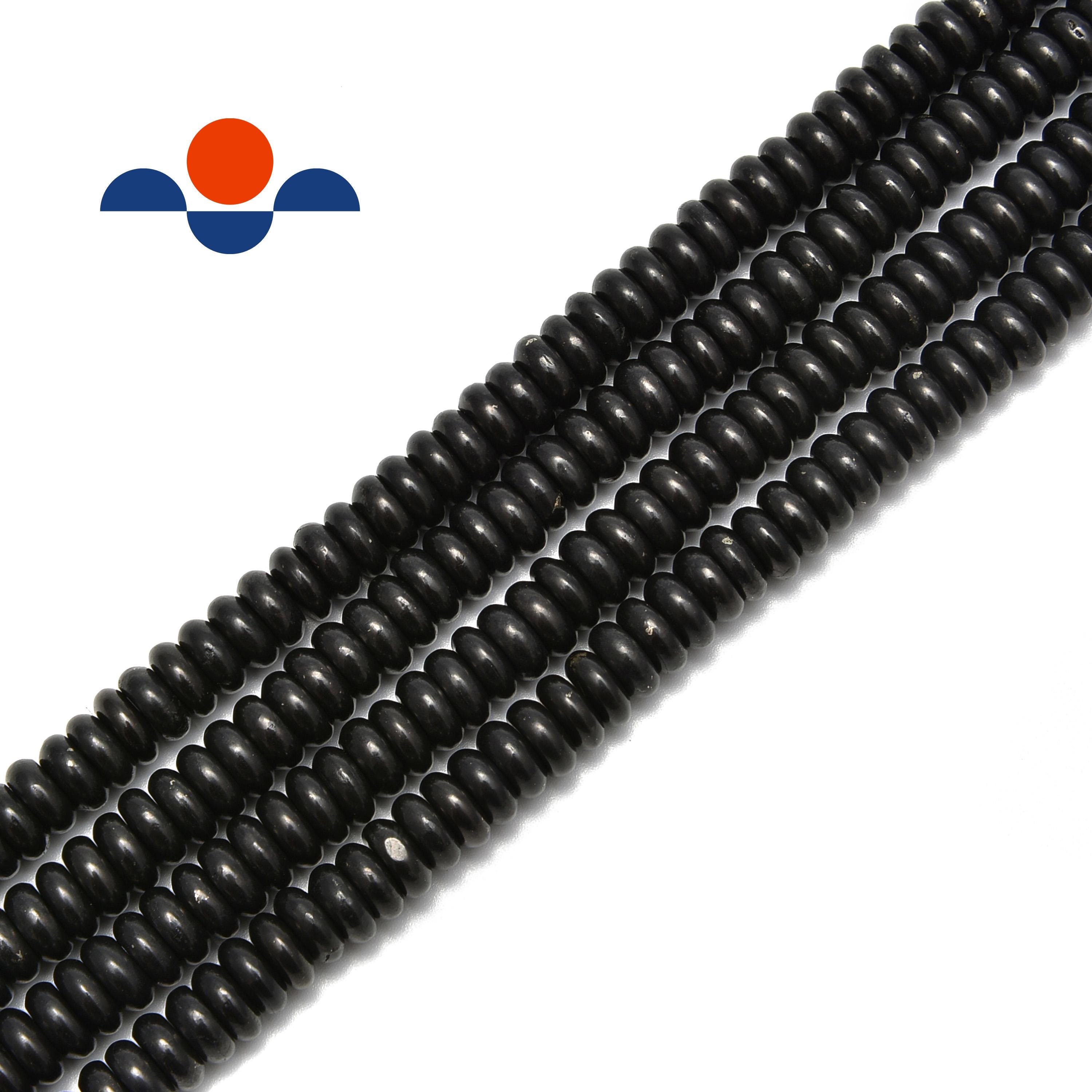 Natural Shungite Smooth Rondelle Beads 3x8mm 4x10mm 15.5" Strand Natural Shungite Smooth Rondelle Beads 3x8mm 4x10mm 15.5" Strand