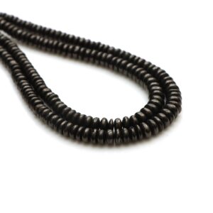 Natural Shungite Smooth Rondelle Beads, 4 Mm To 7 Mm, Shungite Jewelry Making Beads, Rondelle Shungite, 18 Inches Strand, Price Per Strand
