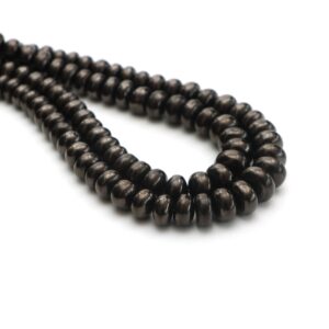 Shungite Smooth Rondelle Beads, 6.5 Mm To 10 Mm, Shungite Jewelry Making Beads, Rondelle Shape Shungite, 18 Inches Strand, Price Per Strand