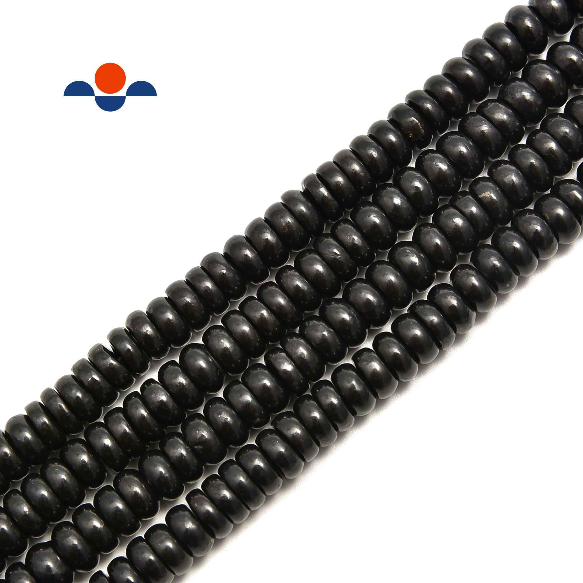 Shungite Smooth Rondelle Beads Size 4x6mm 5x8mm 6x10mm 15.5'' Per Strand Shungite Smooth Rondelle Beads Size 4x6mm 5x8mm 6x10mm 15.5'' Per Strand