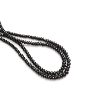 Shungite Smooth Roundel Beads, Shungite Roundel, 4 Mm To 7 Mm , Shungite , Gem Quality, 8 Inches / 18 Inches Full Strand, Price Per Strand