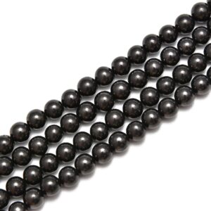 2.0mm Hole Shungite Smooth Round Beads Size 6mm 8mm 10mm 15.5'' Per Strand