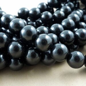 Shungite Beads (Round)(Smooth)(6mm)(8mm)(10mm)(12mm)(16"Strand)
