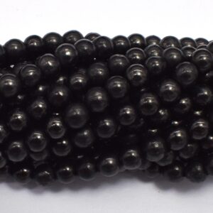 Genuine Shungite, 4mm (4.6mm) Round Beads, 15 Inch, Approx. 80 beads, Hole 0.8mm (413054004)