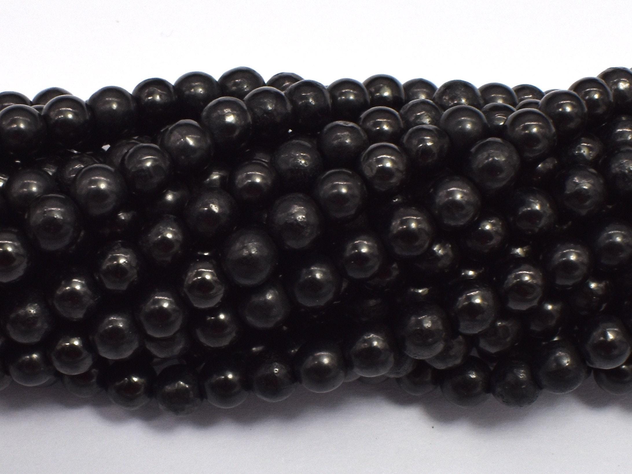 Genuine Shungite, 4mm (4.6mm) Round Beads, 15 Inch, Approx. 80 Beads, Hole 0.8mm (413054004) Genuine Shungite, 4mm (4.6mm) Round Beads, 15 Inch, Approx. 80 Beads, Hole 0.8mm (413054004)