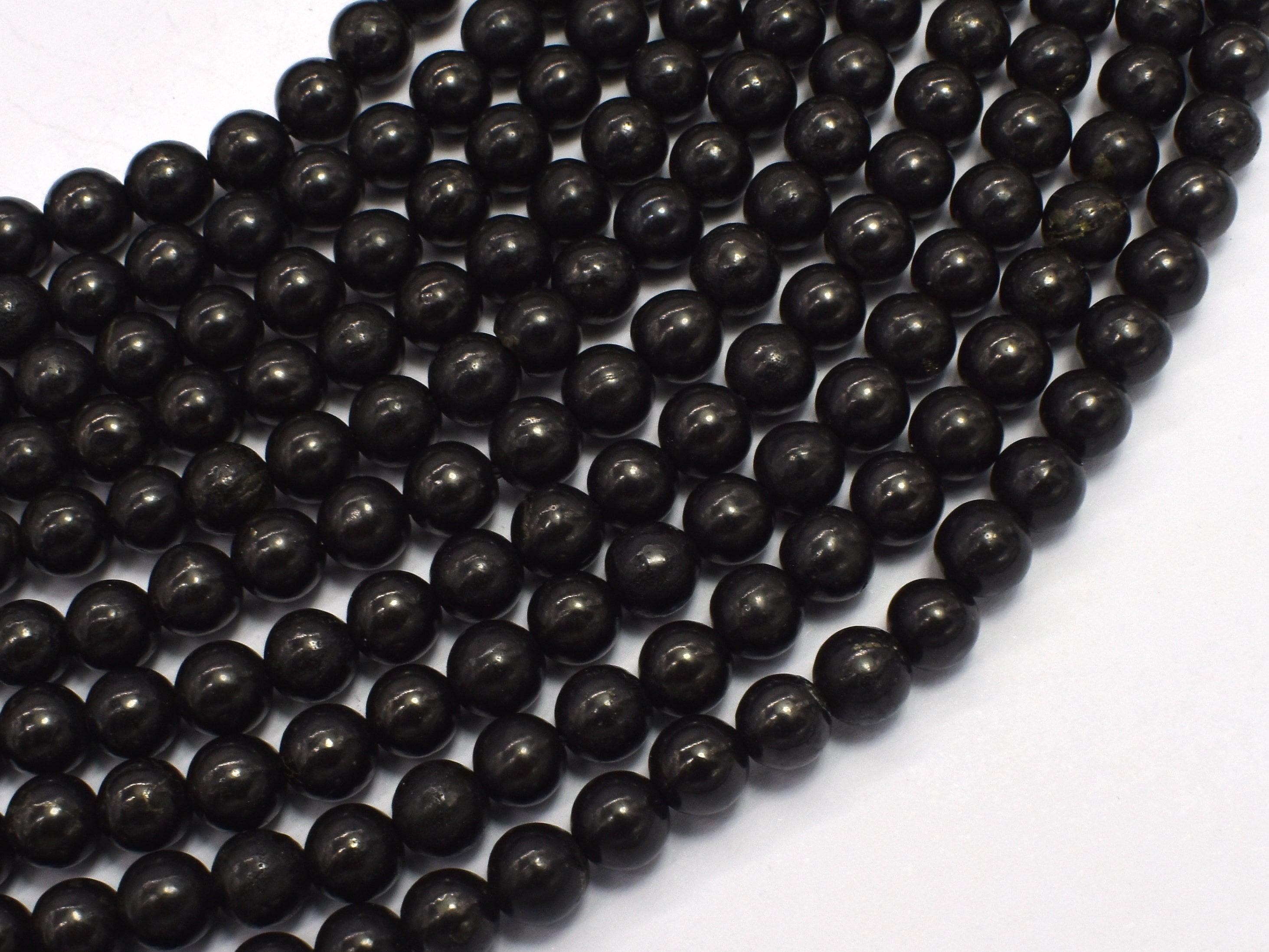 Genuine Shungite, 6mm (6.7mm) Round Beads, 15 Inch, Approx. 61 Beads, Hole 1mm (413054005)