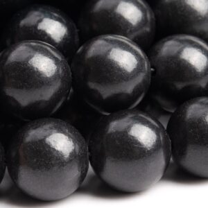 Genuine Natural Shungite Gemstone Beads 9-10MM Carbon Black Round Loose Beads (112702)