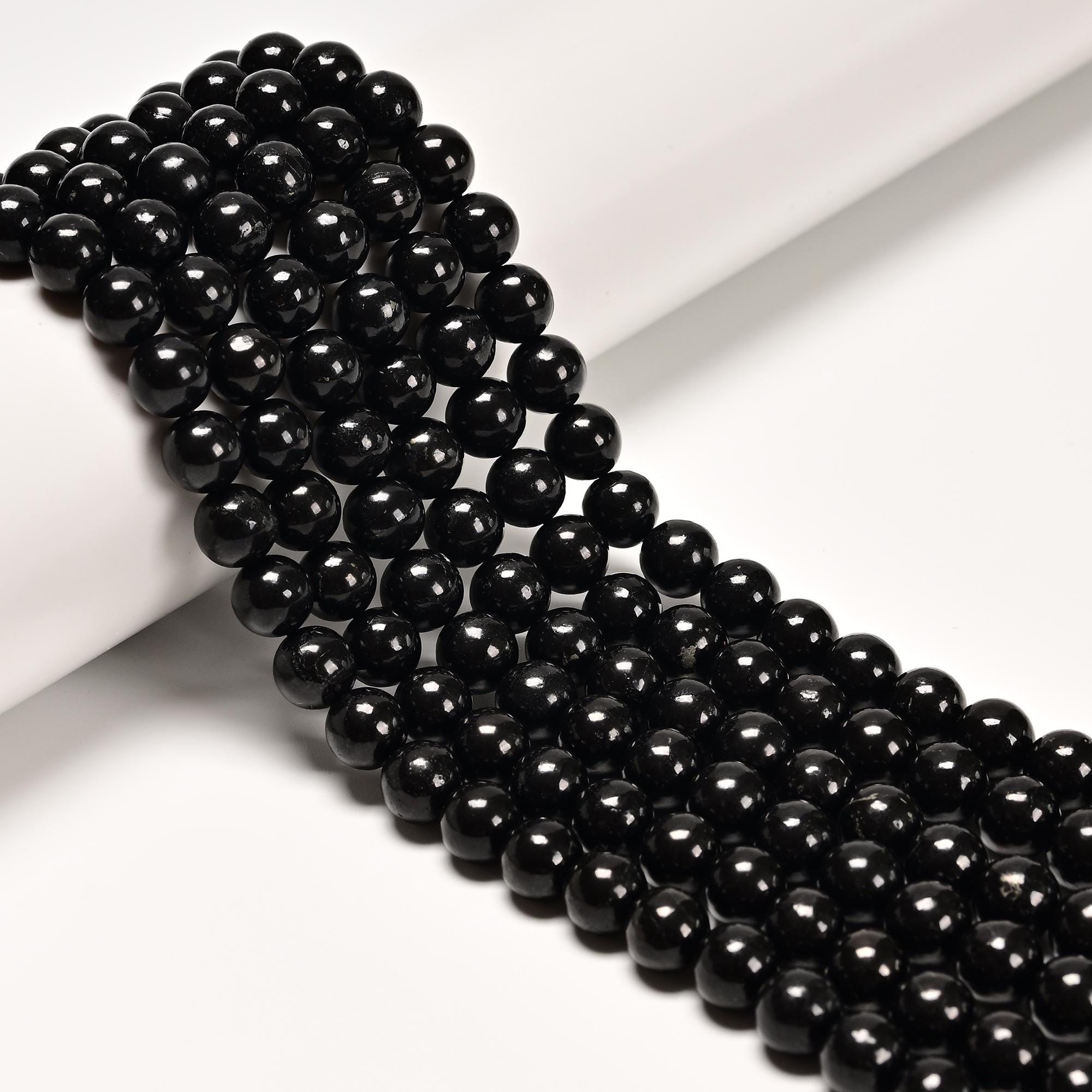High Carbon Shungite Smooth Round Beads Size 4mm 6mm 8mm 10mm 12mm 15.5" Strand