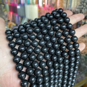 Natural Shungite Round Beads,4mm 6mm 8mm 10mm 12mm Genuine Shungite Beads,one Strand 15"