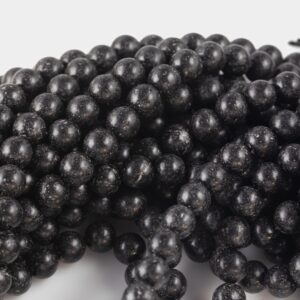 Natural Shungite Beads Matte Unpolished 8mm Round Beads High Quality Black Lustrous Gemstone from Russia 15.5" Strand Gemstone Beads