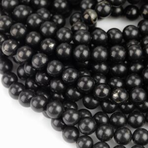 Natural Genuine  Shungite 4mm 6mm 8mm 10mm 12mm Round Beads High Quality Black Lustrous Gemstone from Russia 15.5" Strand Gemstone Beads