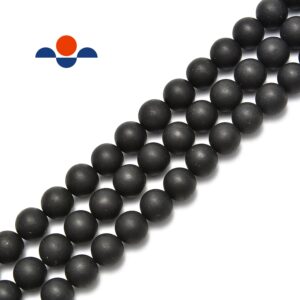 Natural Shungite Matte Round Beads 4mm 6mm 8mm 10mm 12mm 14mm 15.5" Strand