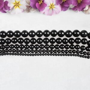 Smooth Shungite Round Beads, Gemstone Spacers, Diy Jewelry Making Supplies, Lustrous Loose