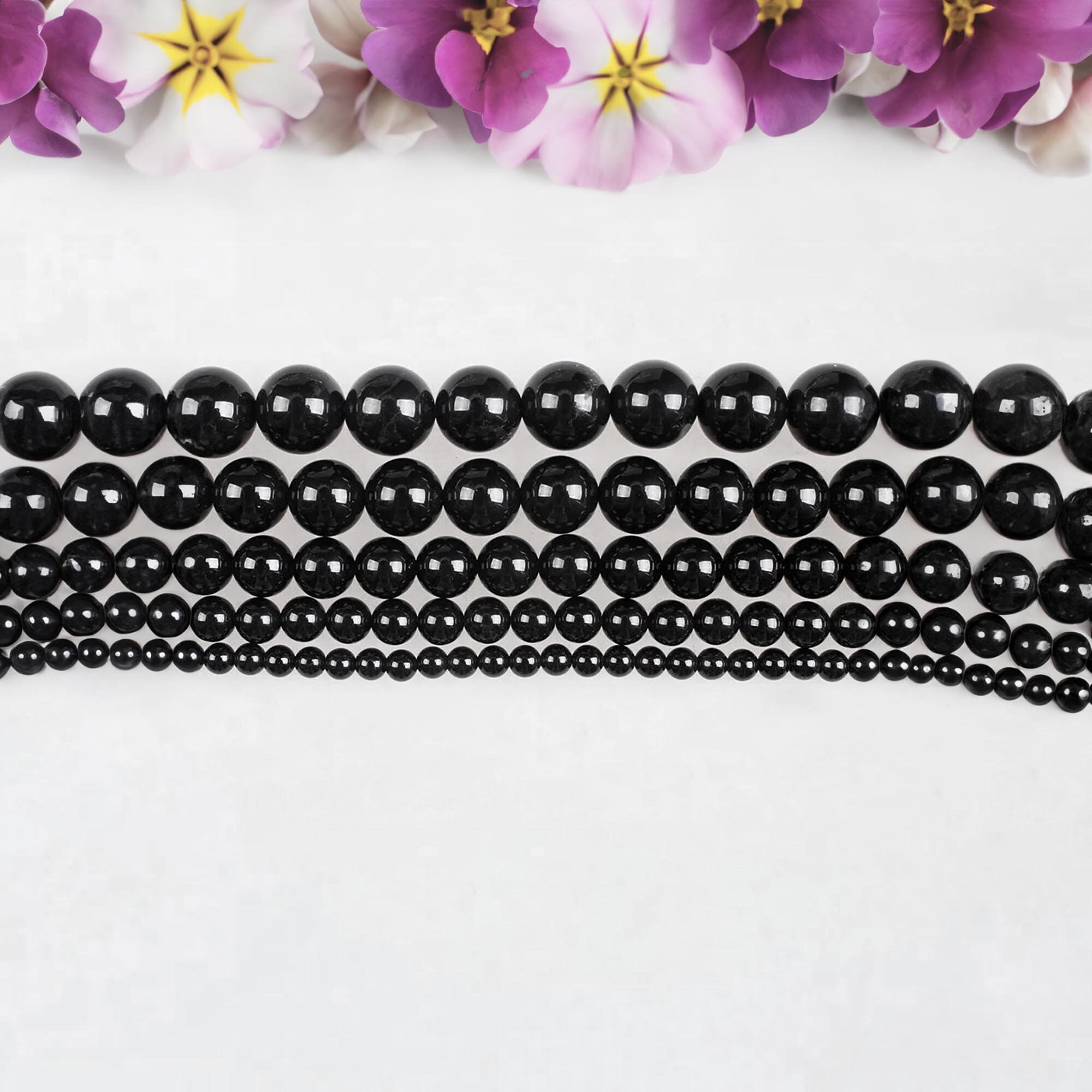 Smooth Shungite Round Beads, Gemstone Spacers, Diy Jewelry Making Supplies, Lustrous Loose
