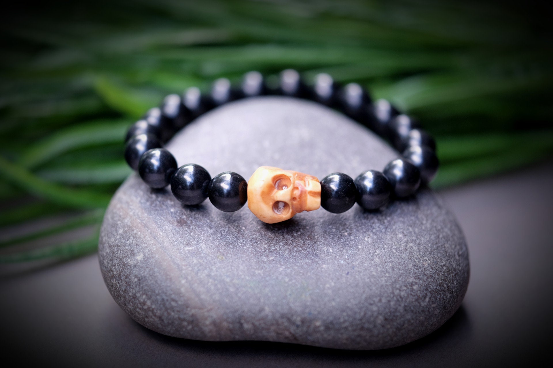 Bone Skull + Shungite Emf 5g Protection Genuine Custom Size 6mm, 8mm, 10mm Or 12mm