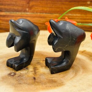 Shungite Crystal Dolphin Fish Figurine, Marine Life Statue, Coastal Beach Home Decor, EMF Protection, 2 inches Shungite Crystal Dolphin Fish Figurine, Marine Life Statue, Coastal Beach Home Decor, EMF Protection, 2 inches