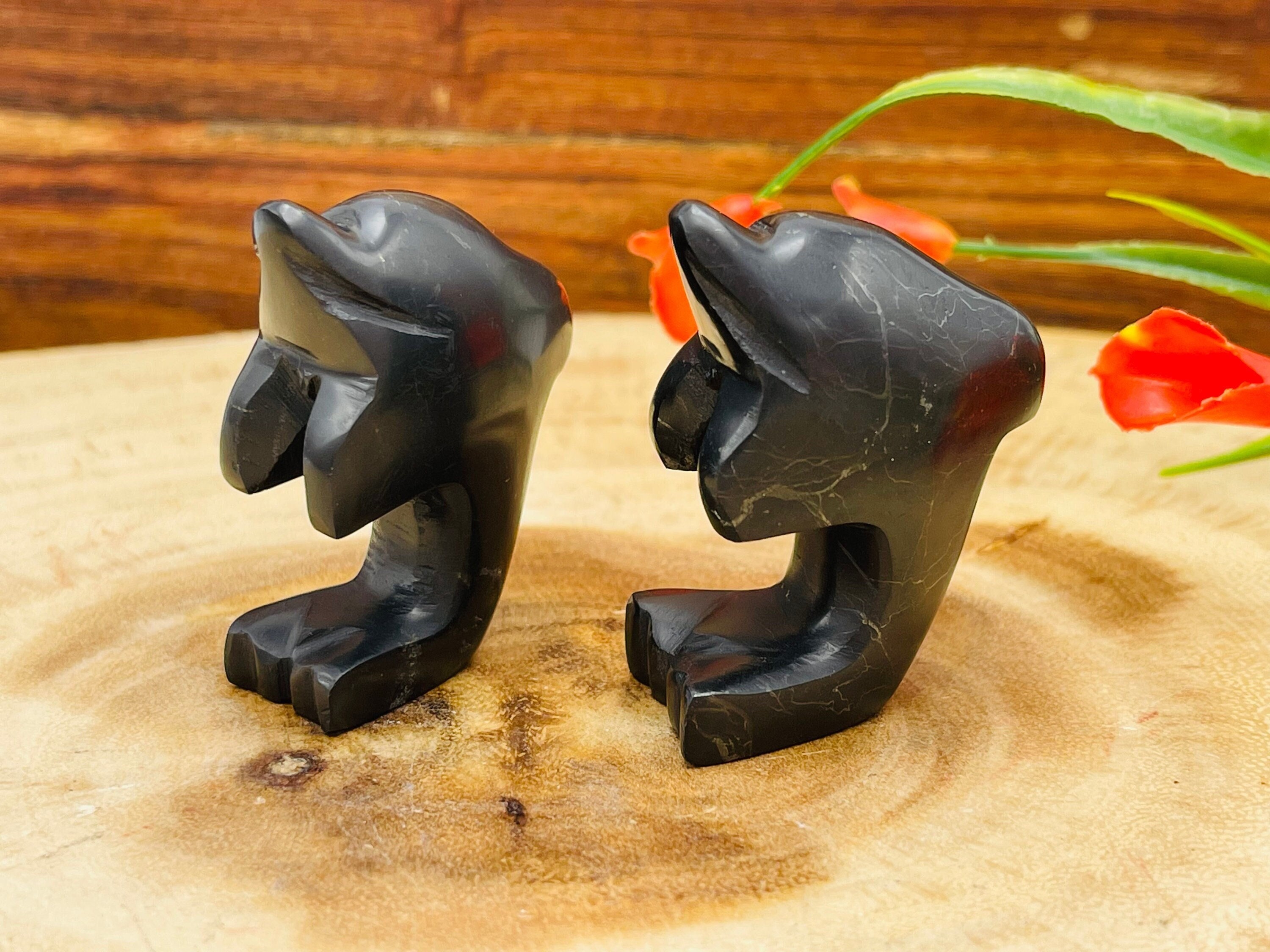Shungite Crystal Dolphin Fish Figurine, Marine Life Statue, Coastal Beach Home Decor, Emf Protection, 2 Inches Shungite Crystal Dolphin Fish Figurine, Marine Life Statue, Coastal Beach Home Decor, Emf Protection, 2 Inches