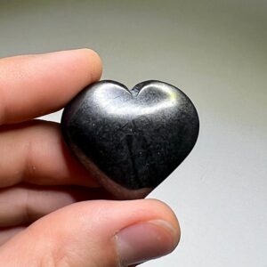 Shungite Crystal Heart Charm, Gemstone Puffy Hearts Shungite Crystal Heart Charm, Gemstone Puffy Hearts