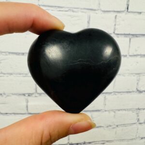 Shungite Crystal Heart, Palm Massage Stone, EMF Protection, Healing Gemstone Shungite Crystal Heart, Palm Massage Stone, EMF Protection, Healing Gemstone