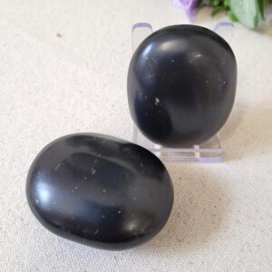 Shungite Crystal Palm Stone • Grounding & Protection • Ethically Sourced Shungite Crystal Palm Stone • Grounding & Protection • Ethically Sourced