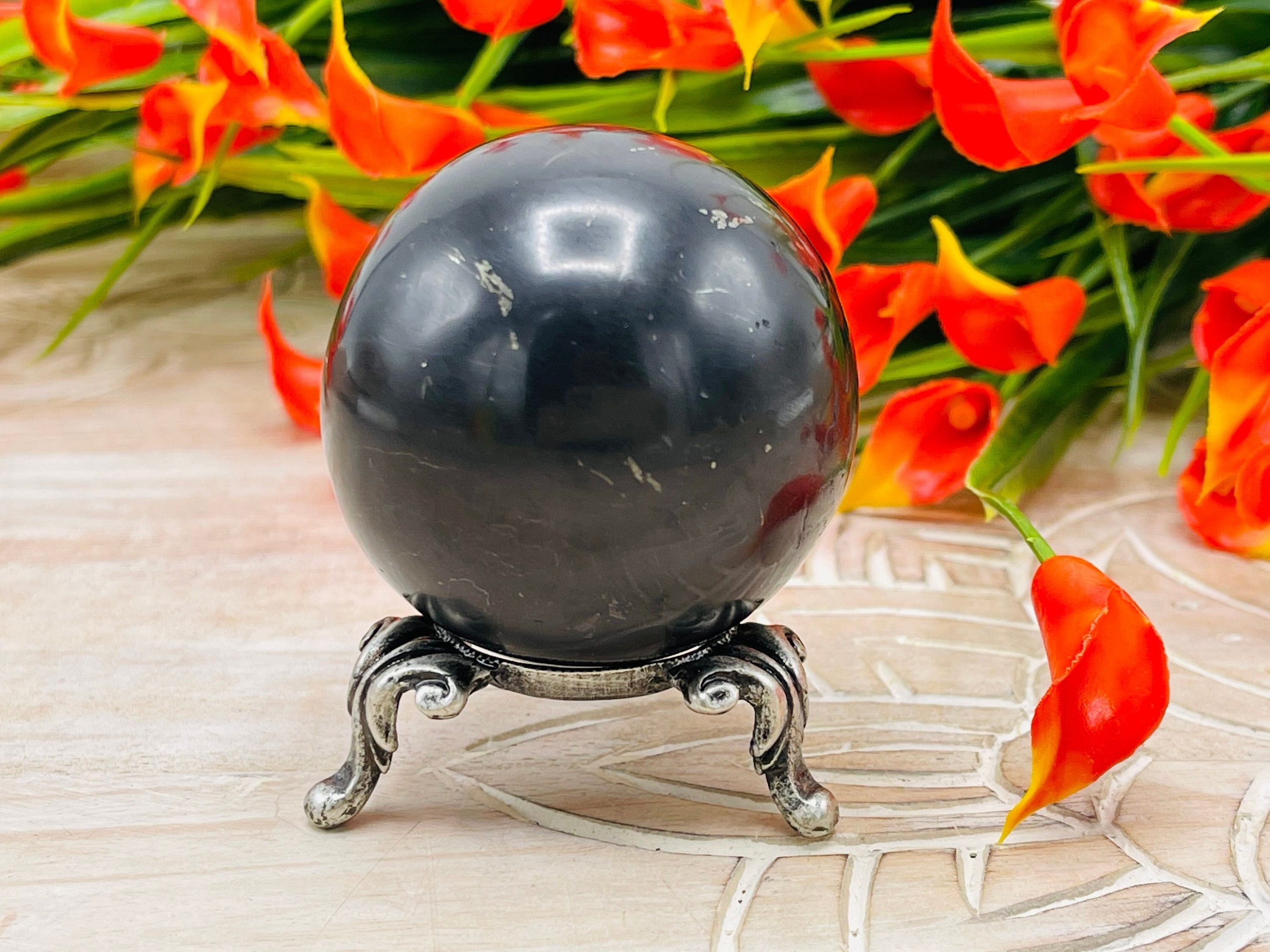 Shungite Crystal Sphere, Healing Ball, Emf Protection, Highly Energetic, Metaphysical, 2 Inches