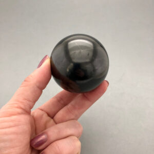Shungite Crystal Stone Sphere (2 1/8" Diameter) For EMF 5G Protection Grounding Earth Star Chakra Empath Protection Stone Metaphysical Stone Shungite Crystal Stone Sphere (2 1/8" Diameter) For EMF 5G Protection Grounding Earth Star Chakra Empath Protection Stone Metaphysical Stone