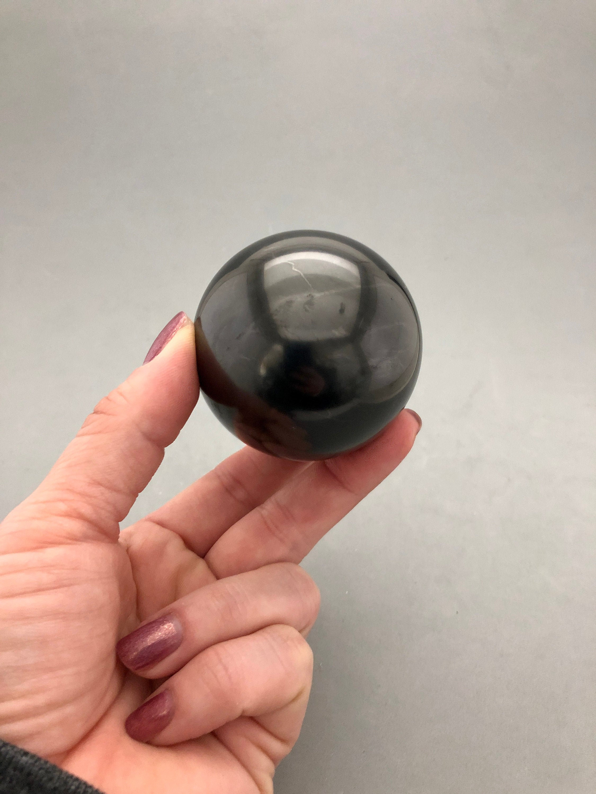 Shungite Crystal Stone Sphere (2 1/8" Diameter) For Emf 5g Protection Grounding Earth Star Chakra Empath Protection Stone Metaphysical Stone