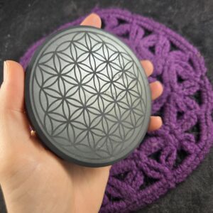 Etched Shungite Circle Flower of Life Etching Slab Polished Crystals Charging Plate Black Moonchild Starseed circular round disc Etched Shungite Circle Flower of Life Etching Slab Polished Crystals Charging Plate Black Moonchild Starseed circular round disc