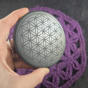 Etched Shungite Circle Flower of Life Etching Slab Polished Crystals Charging Plate Black Moonchild Starseed circular round disc Etched Shungite Circle Flower of Life Etching Slab Polished Crystals Charging Plate Black Moonchild Starseed circular round disc