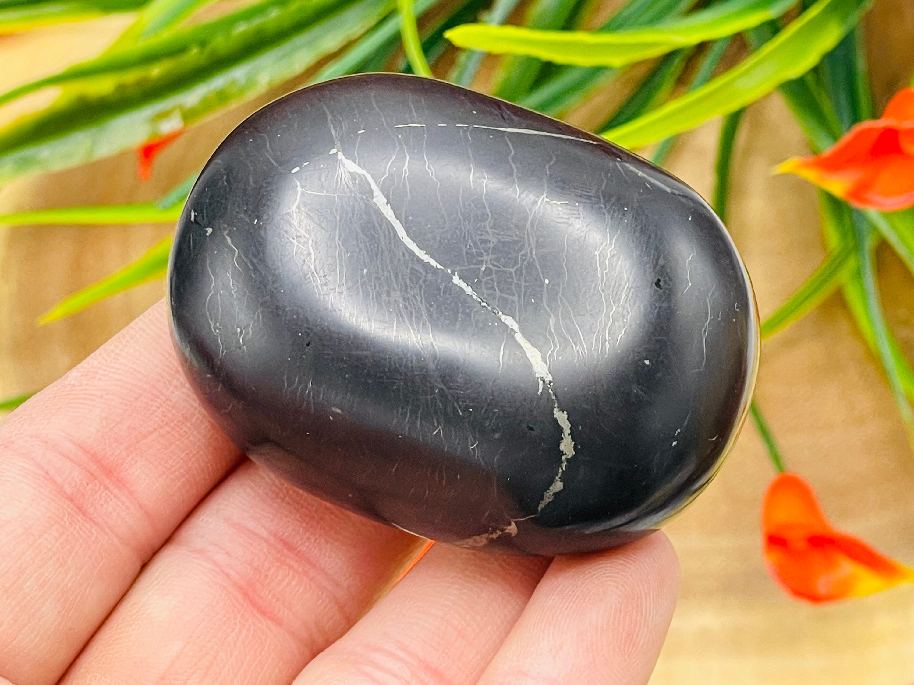 Shungite Palm Massage Stone, Healing Crystal, Emf Protection, Polished Gemstone Shungite Palm Massage Stone, Healing Crystal, Emf Protection, Polished Gemstone