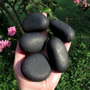 Shungite Palm Stone, Natural Lightly Polished Shungite from Russia Shungite Palm Stone, Natural Lightly Polished Shungite from Russia