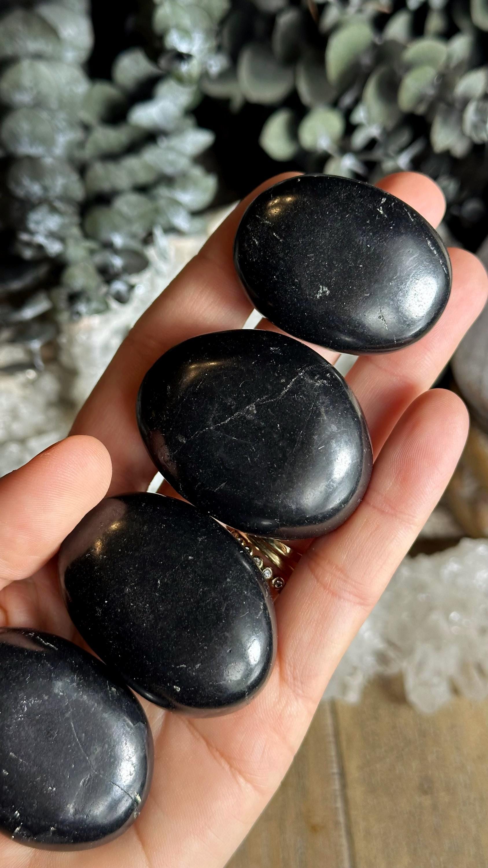 Shungite Small Palmstone – Powerful Emf Shield | Grounding & Protective Energy Stone