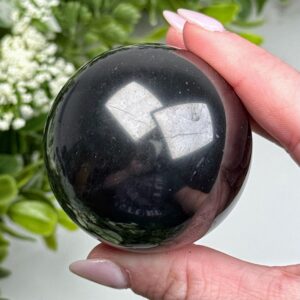 Shungite Sphere | 50mm | - #2 (polished Black Crystal Ball, Root Chakra, Healing Stone, Grounding) Shungite Sphere | 50mm | - #2 (polished Black Crystal Ball, Root Chakra, Healing Stone, Grounding)