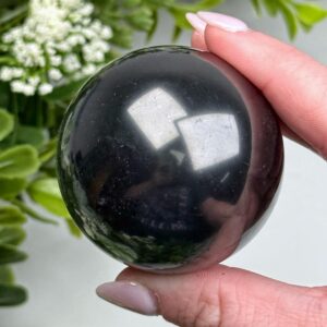 Shungite Sphere | 50mm | - #3 (polished Black Crystal Ball, Root Chakra, Healing Stone, Grounding) Shungite Sphere | 50mm | - #3 (polished Black Crystal Ball, Root Chakra, Healing Stone, Grounding)