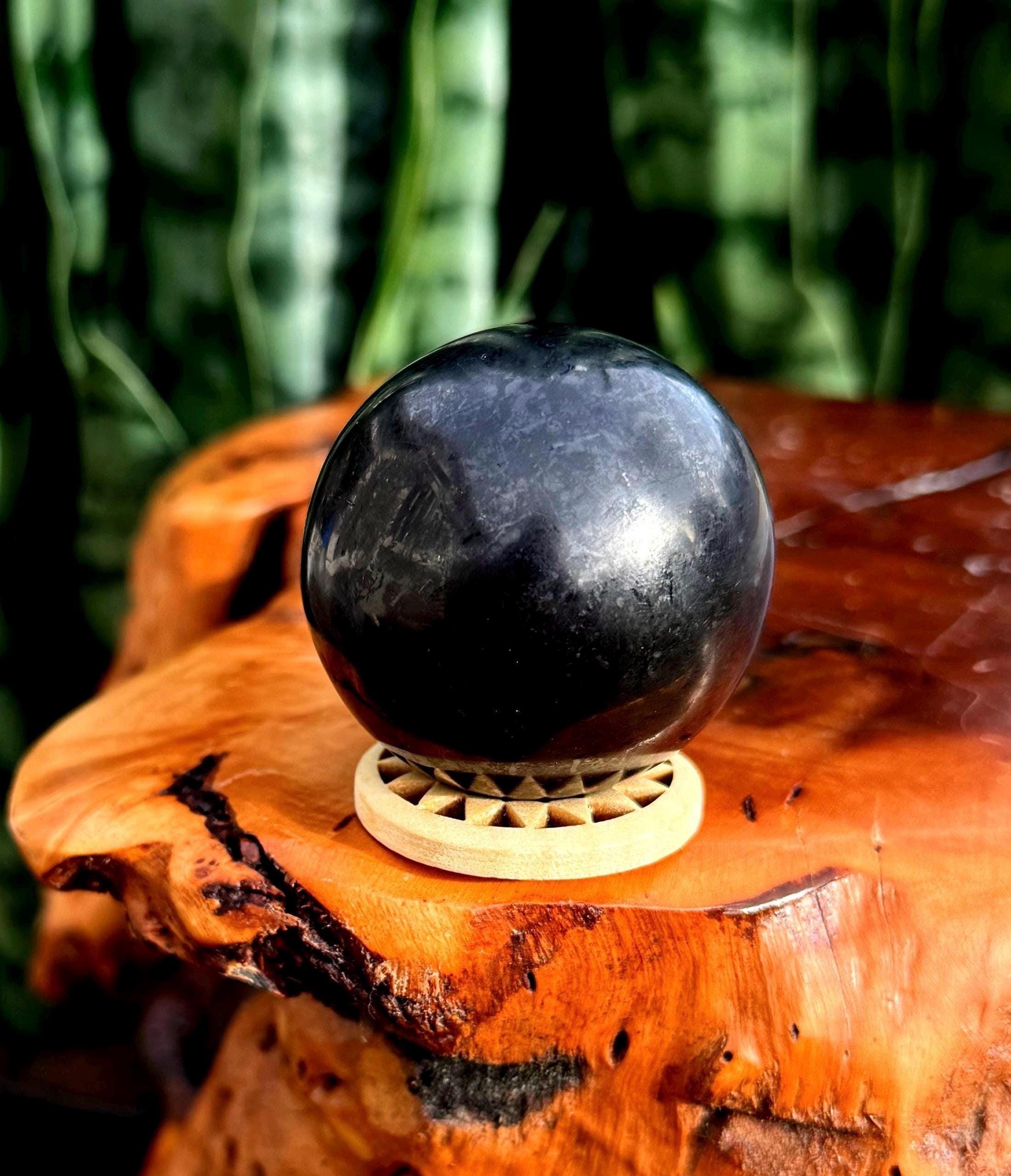 Shungite Sphere W/ Stand - For Repelling Emf & Negativity As Well As Detoxifying The Body - Colombian Elite Shungite Shungite Sphere W/ Stand - For Repelling Emf & Negativity As Well As Detoxifying The Body - Colombian Elite Shungite
