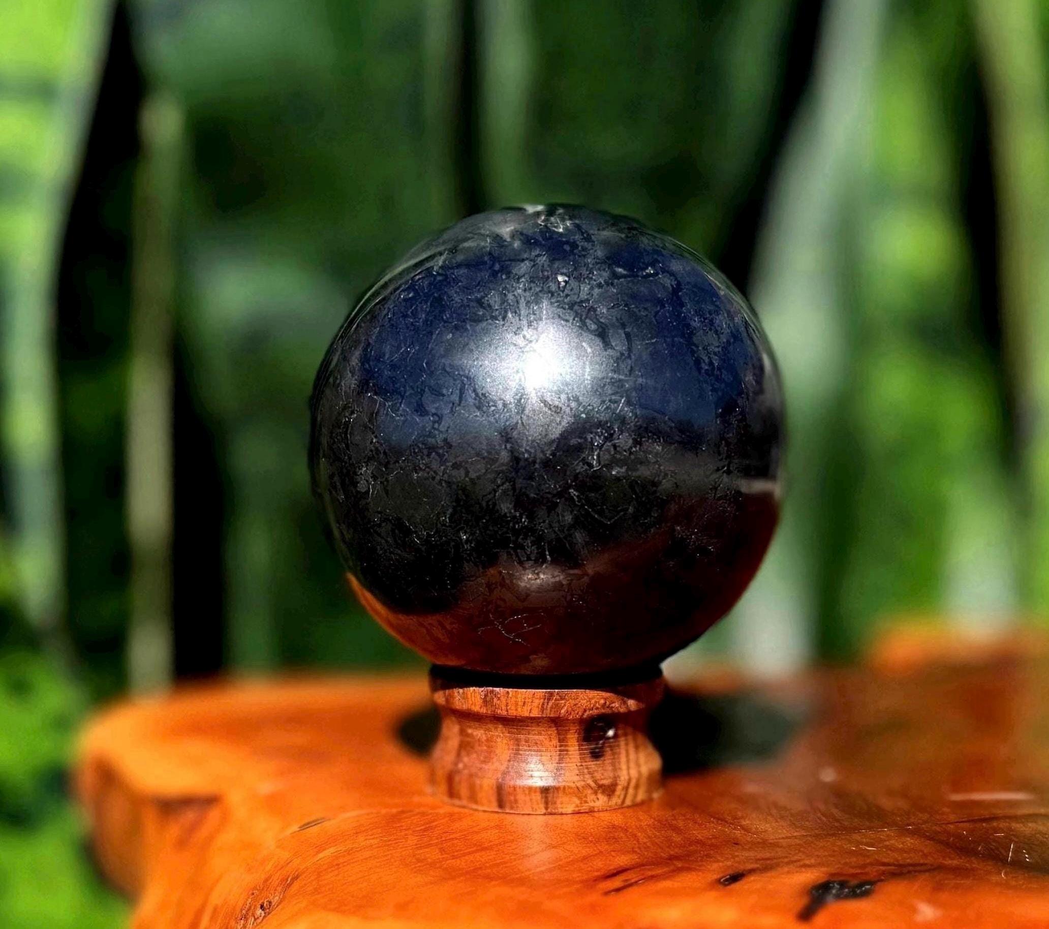 Shungite Sphere W/ Stand - For Repelling Emf & Negativity As Well As Detoxifying The Body - Colombian Elite Shungite