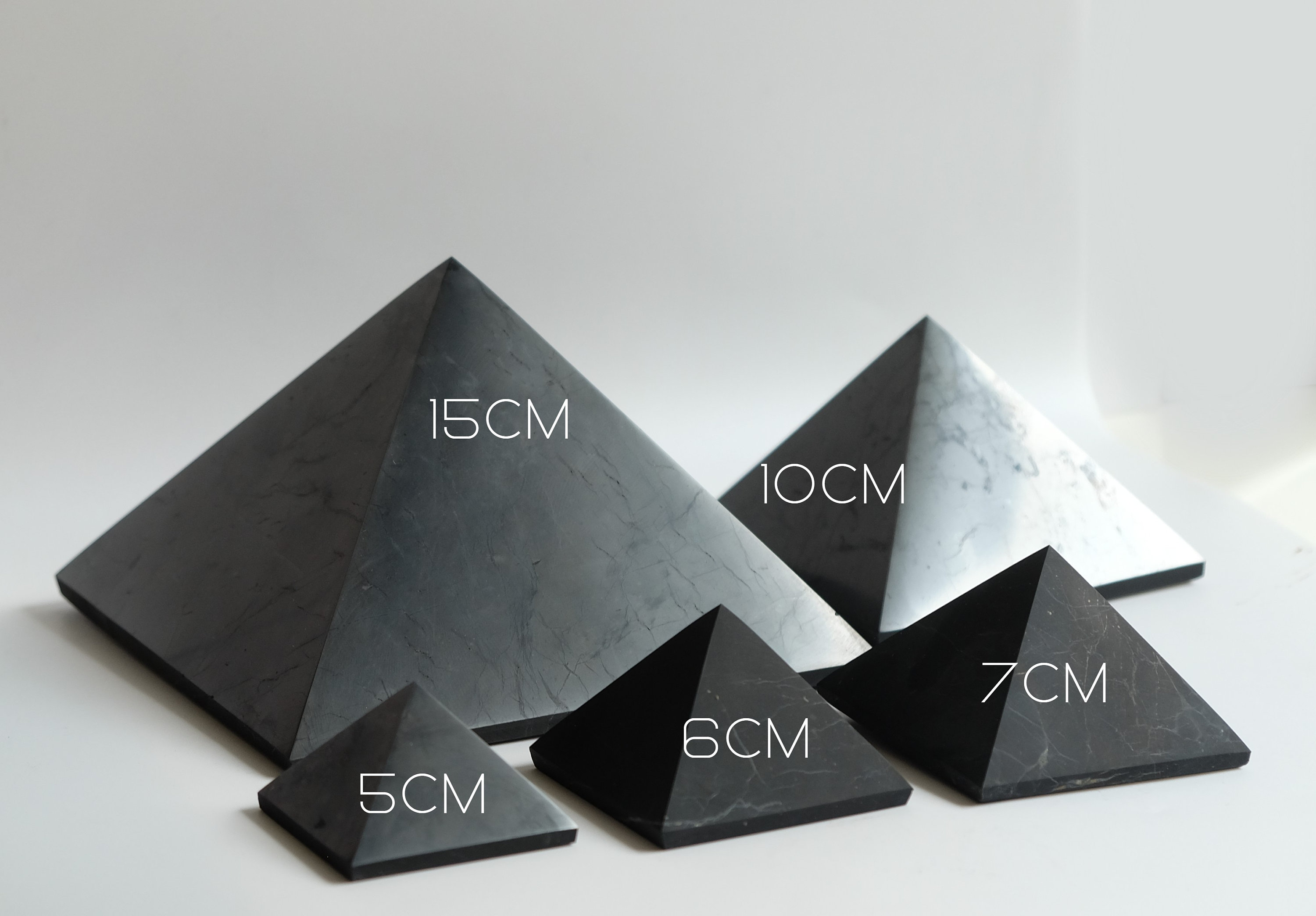 Xl-sm 6'' 3-15cm Polished Or Unpolished Shungite Pyramid {russia} 3cm, 4cm, 5cm, 6cm, 7cm, 10cm, 15cm Emf Protection, Absorbs Negativity