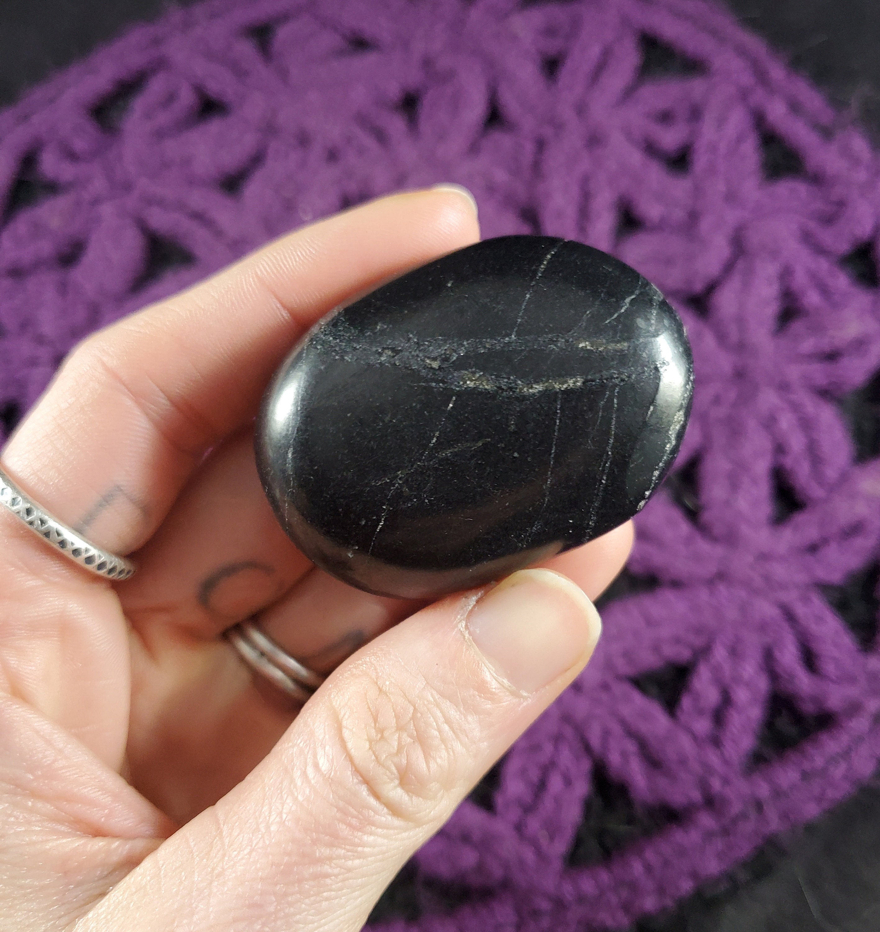 Russian Shungite Crystal Pocket Stone Polished Stones Tumbled Crystals Palmstone Palm Gallet Russia