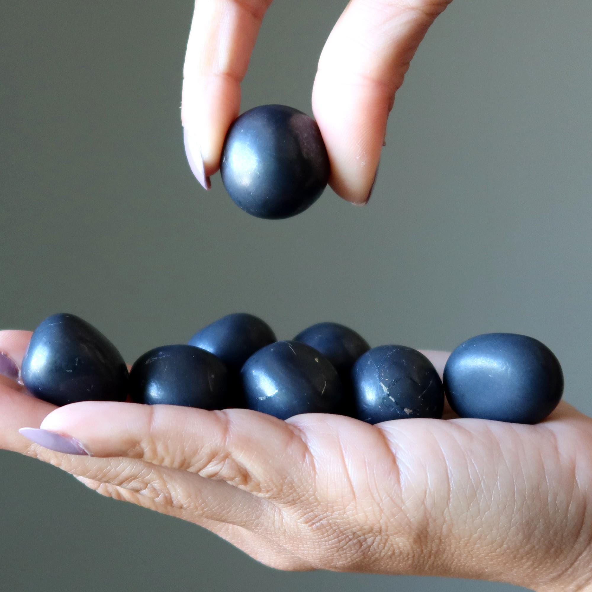 Shungite Tumbled Stone Evil Eye Guardian Gem