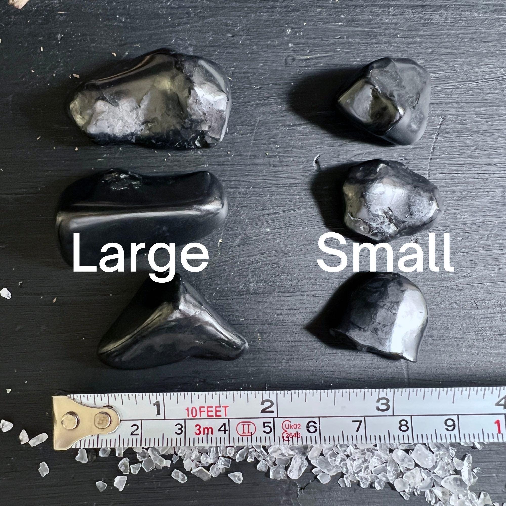 Shungite Tumbled Stones | Natural Black Shiny Stones | Grounding And Protection Palm Stone